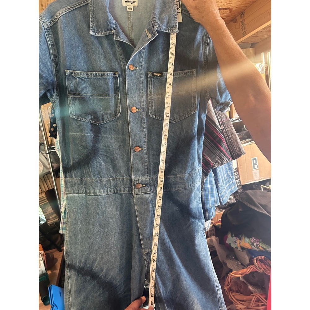Wrangler Denim Jumpsuit Womens S Blue Tie Dye Circle Wide Leg Utility Western - Picture 5 of 12